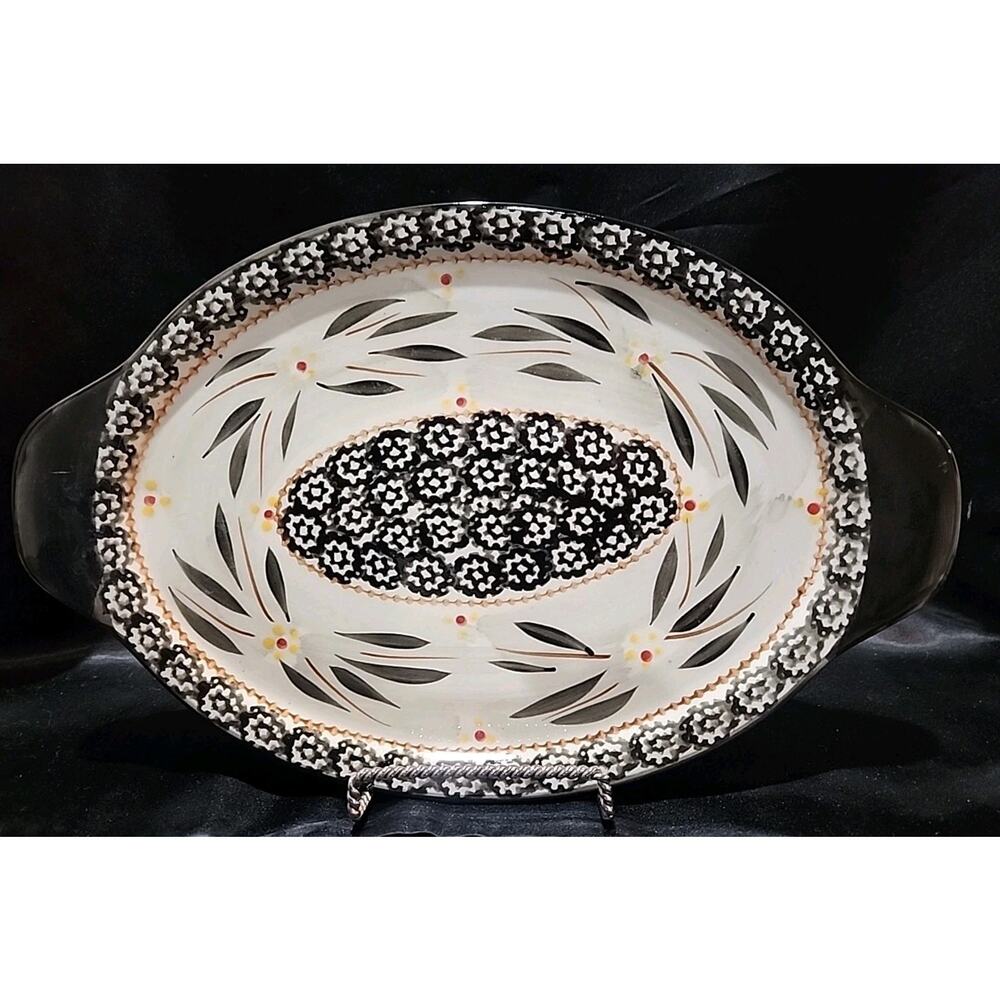 Temptations by Tara Old World Black 13" Ceramic Serving Platter